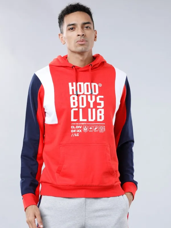  Locomotive Men Red Hood Pullover Sweatshirts