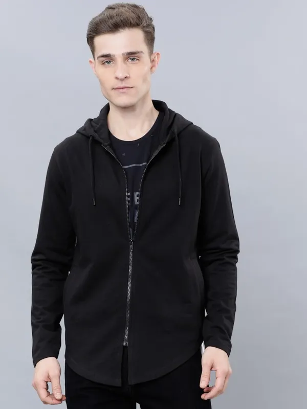  Highlander Men Black Hood Front-Open Sweatshirts