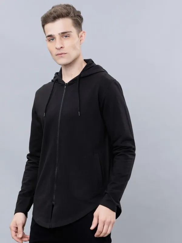  Highlander Men Black Hood Front-Open Sweatshirts