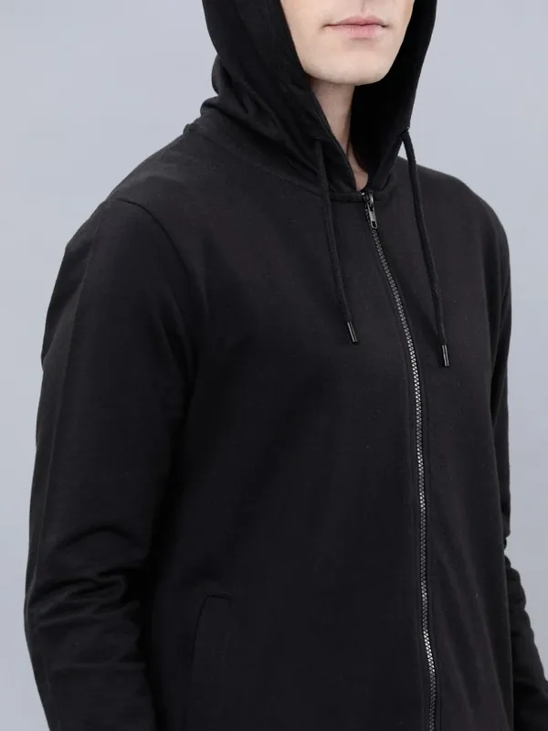  Highlander Men Black Hood Front-Open Sweatshirts