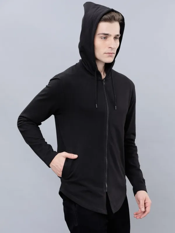  Highlander Men Black Hood Front-Open Sweatshirts