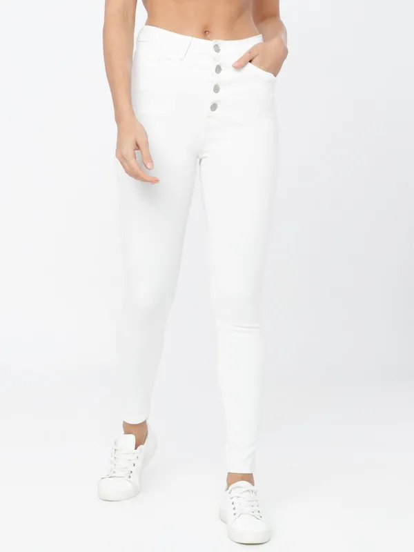  Tokyo Talkies Women White Slim Fit Clean Look Jeans