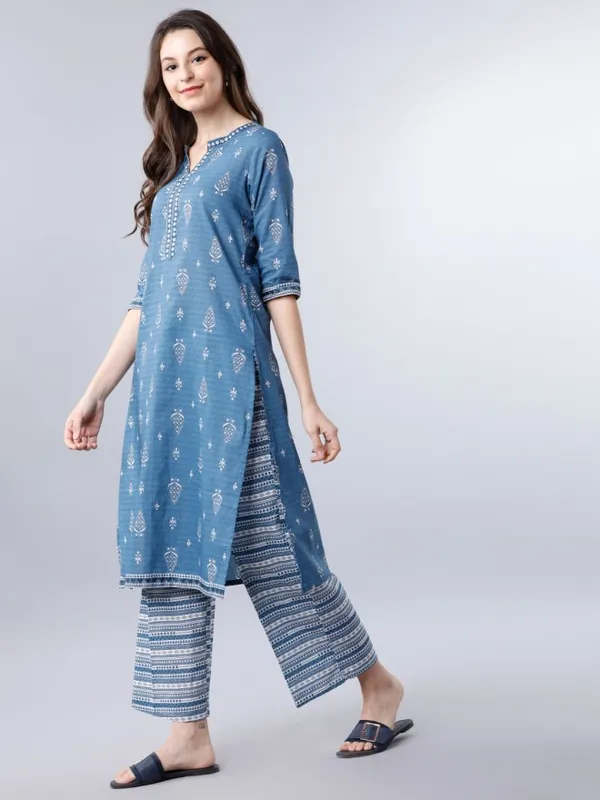  Vishudh Women Blue Printed Kurta Sets