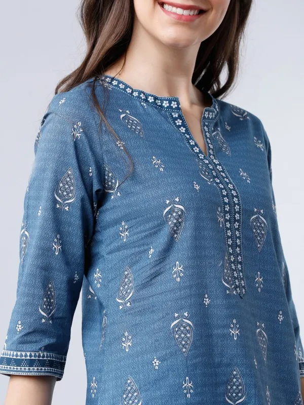  Vishudh Women Blue Printed Kurta Sets