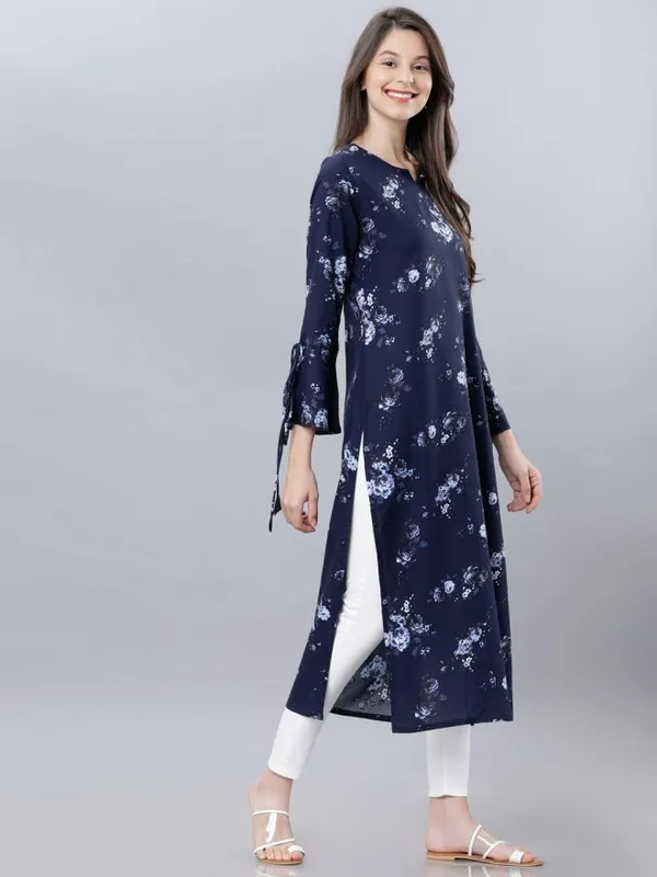  Vishudh Women Blue Printed Straight Kurtas