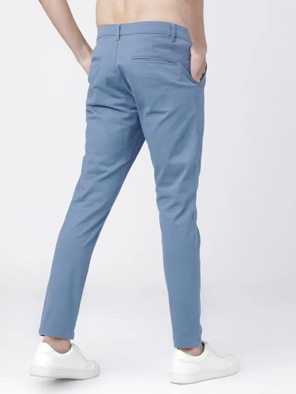  Highlander Men Blue Slim Fit Solid Casual Trousers