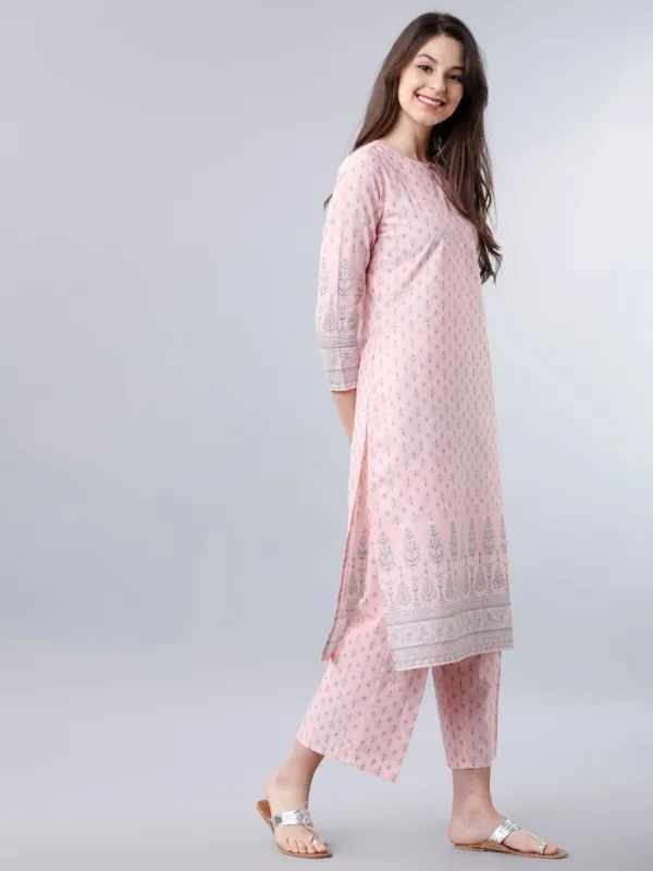  Vishudh Women Pink Printed Kurta Sets