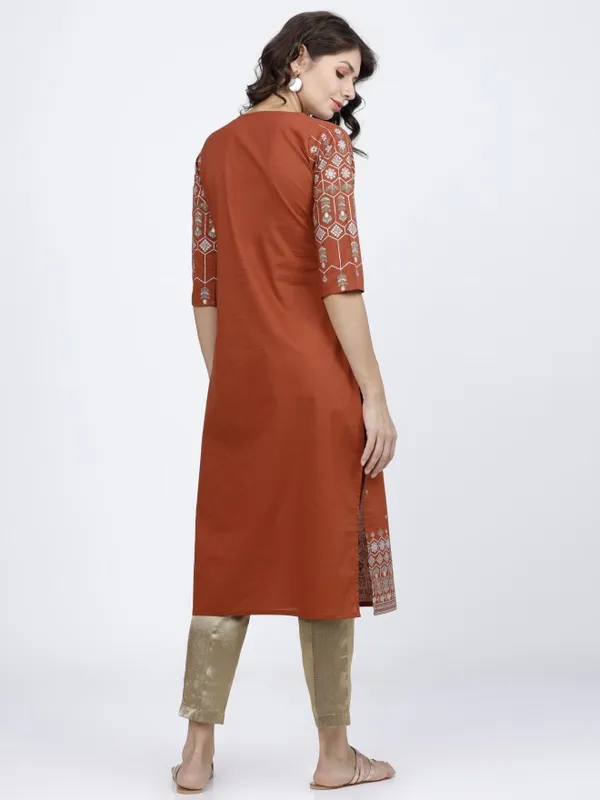  Vishudh Women Terracotta Printed Straight Kurtas