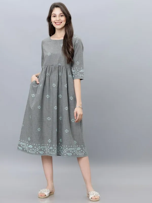 Checked A-Line Dress