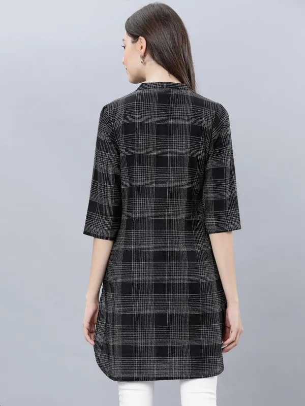 Shirt Collar Checked Tunic