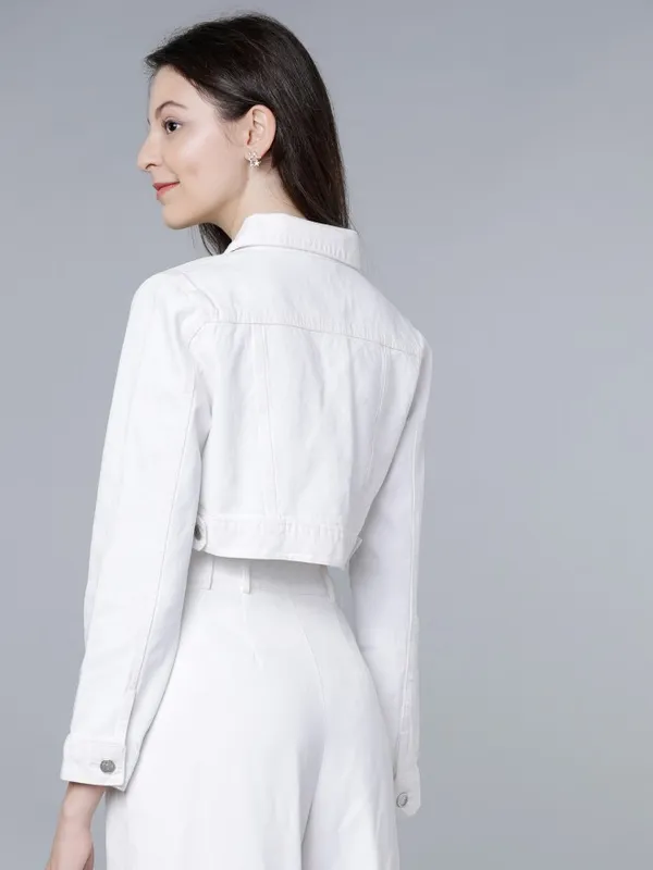 Tokyo Talkies Women White Denim Jacket