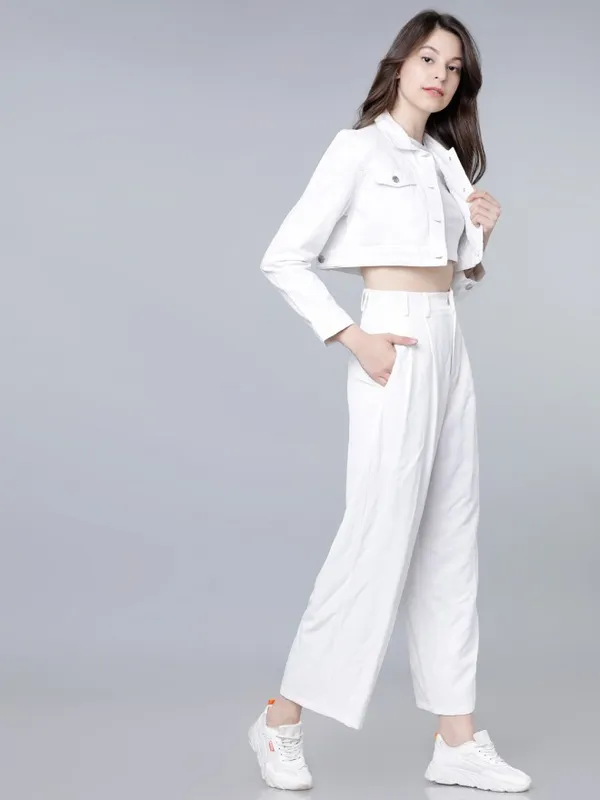 Tokyo Talkies Women White Denim Jacket