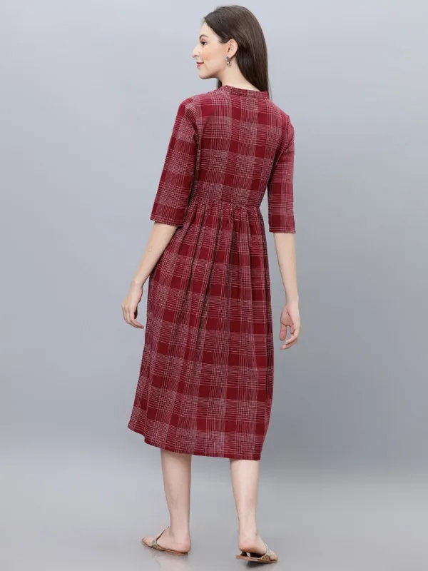 Checked A-Line Dress