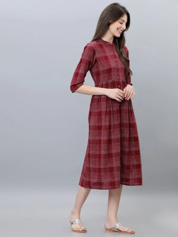 Checked A-Line Dress