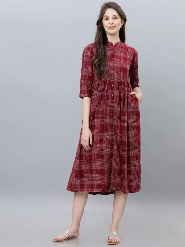 Checked A-Line Dress