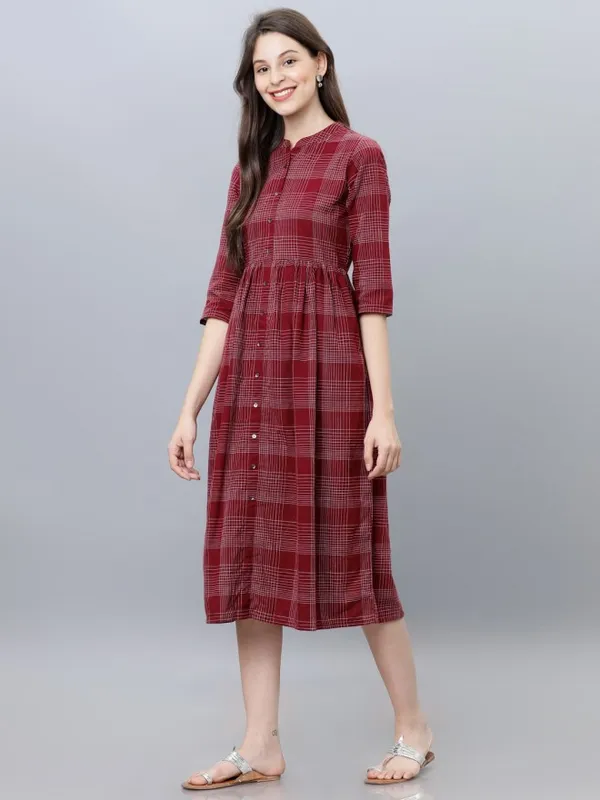 Checked A-Line Dress