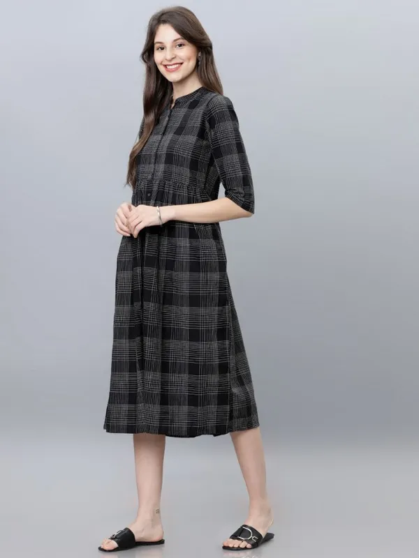 Checked A-Line Dress