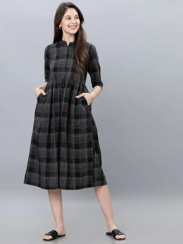 Checked A-Line Dress