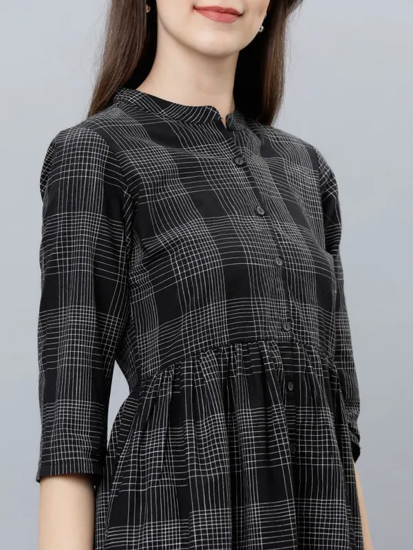 Checked A-Line Dress