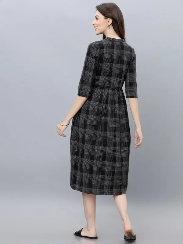 Checked A-Line Dress