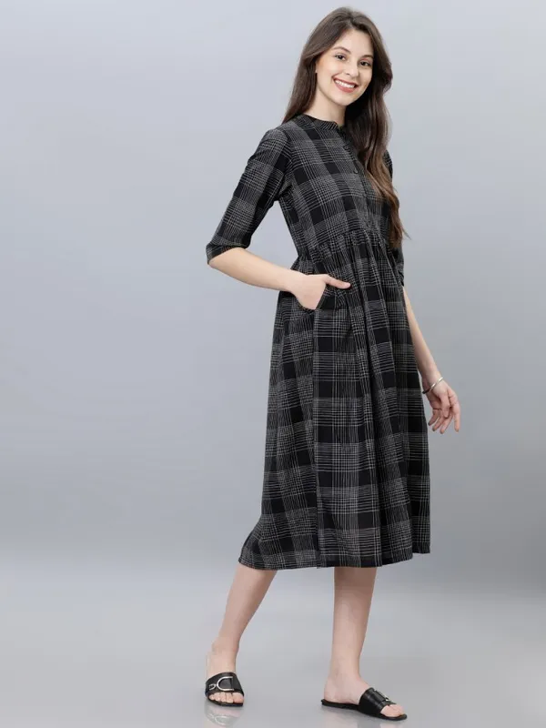 Checked A-Line Dress