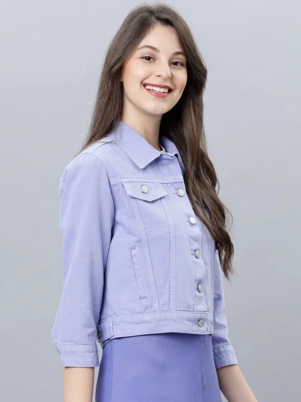  Tokyo Talkies Women Purple Denim Jacket Jackets