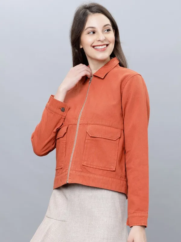  Tokyo Talkies Women Terracotta Denim Jacket Jackets