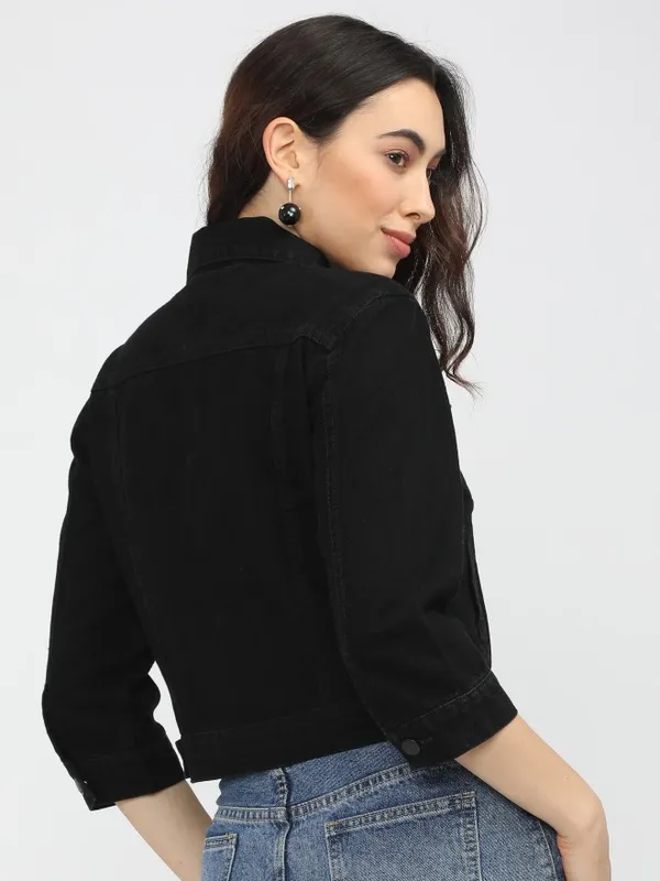  Tokyo Talkies Women Black Denim Jacket Jackets