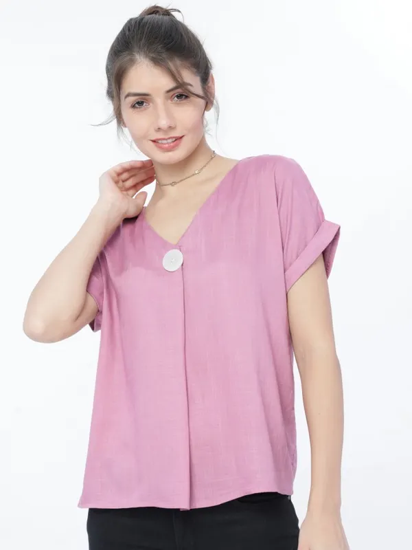  Tokyo Talkies Women Mauve Solid Regular Tops