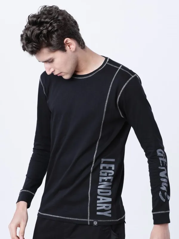  Locomotive Men Black Printed Round Neck T-Shirts