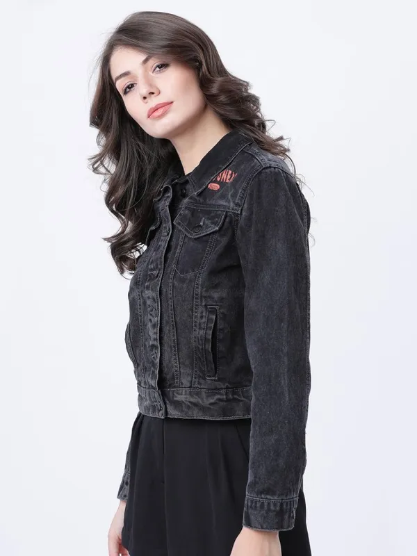  Tokyo Talkies Women Black Denim Jacket Jackets