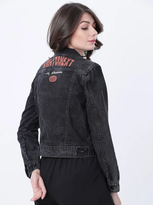  Tokyo Talkies Women Black Denim Jacket Jackets