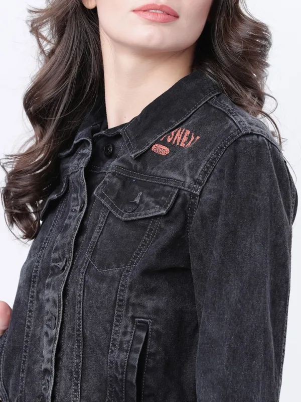  Tokyo Talkies Women Black Denim Jacket Jackets