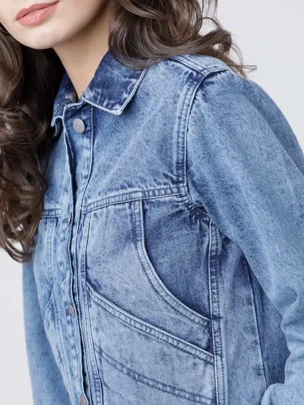  Tokyo Talkies Women Blue Denim Jacket Jackets