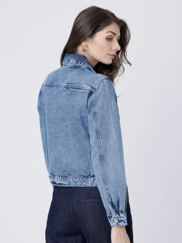  Tokyo Talkies Women Blue Denim Jacket Jackets