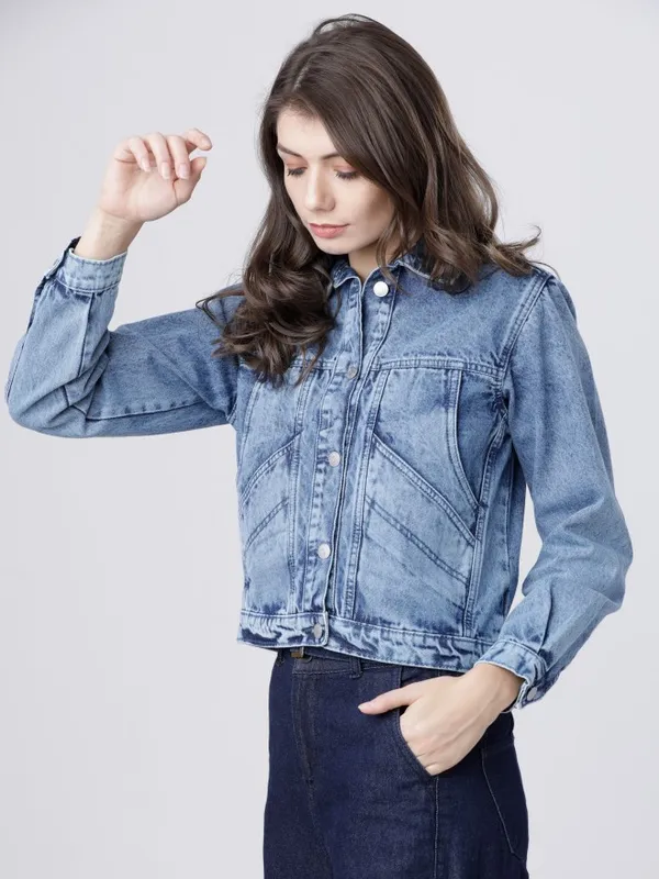  Tokyo Talkies Women Blue Denim Jacket Jackets