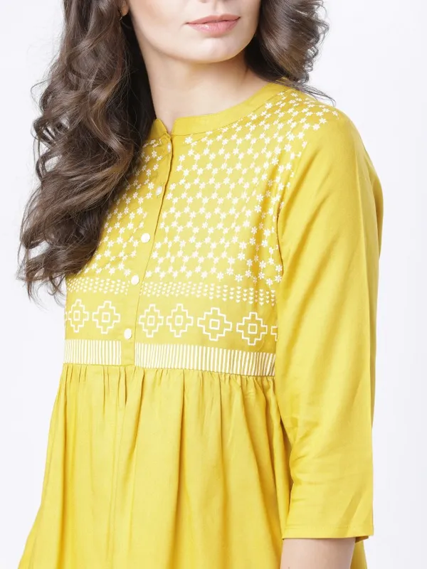  Vishudh Women Mustard Printed Empire Tops