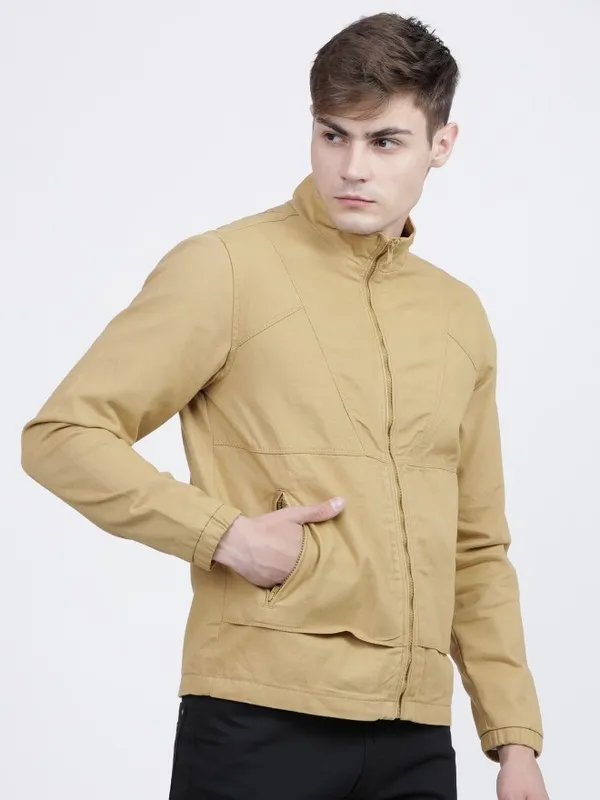  HIGHLANDER Men Beige Solid Open Front Jacket Jackets