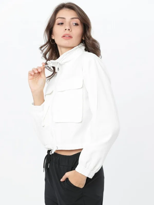  Tokyo Talkies Women Off White Open Front Jacket Jackets