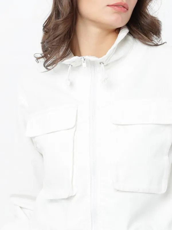  Tokyo Talkies Women Off White Open Front Jacket Jackets