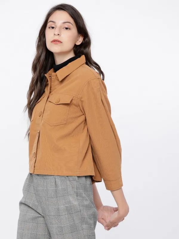  Tokyo Talkies Women Beige Open Front Jacket Jackets