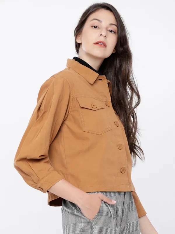  Tokyo Talkies Women Beige Open Front Jacket Jackets