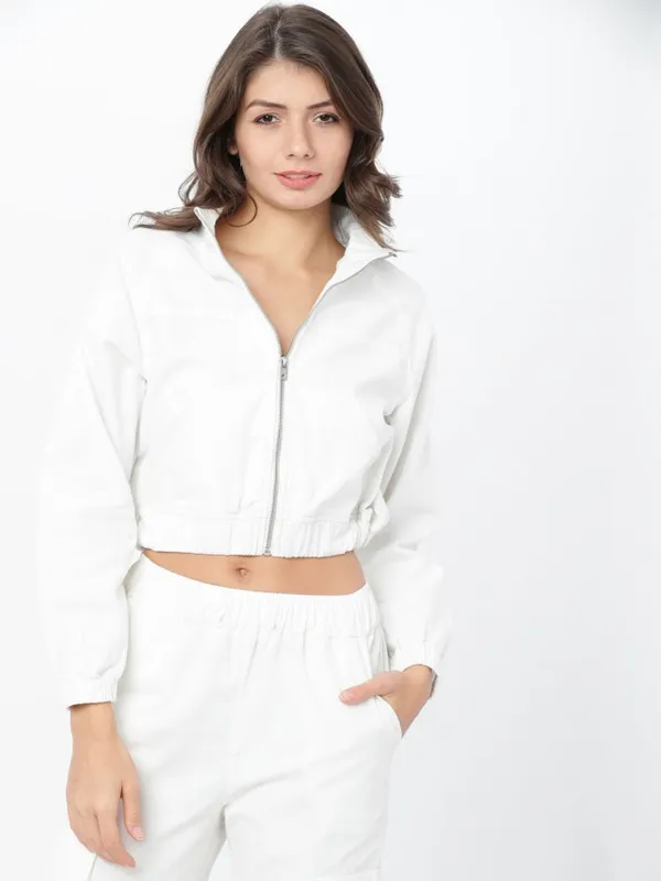  Tokyo Talkies Women Off White Open Front Jacket Jackets