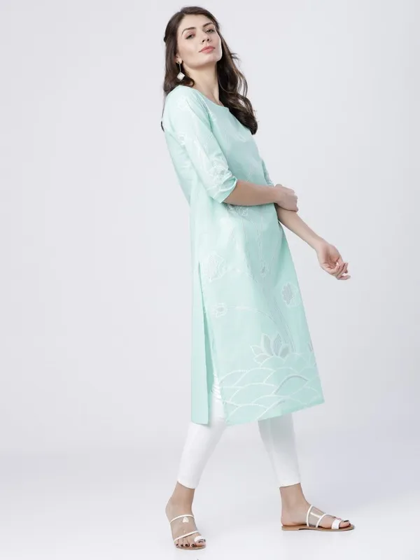  Vishudh Women Sage Printed Straight Kurtas