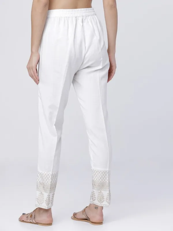  Vishudh Women Off White Regular Fit Trousers