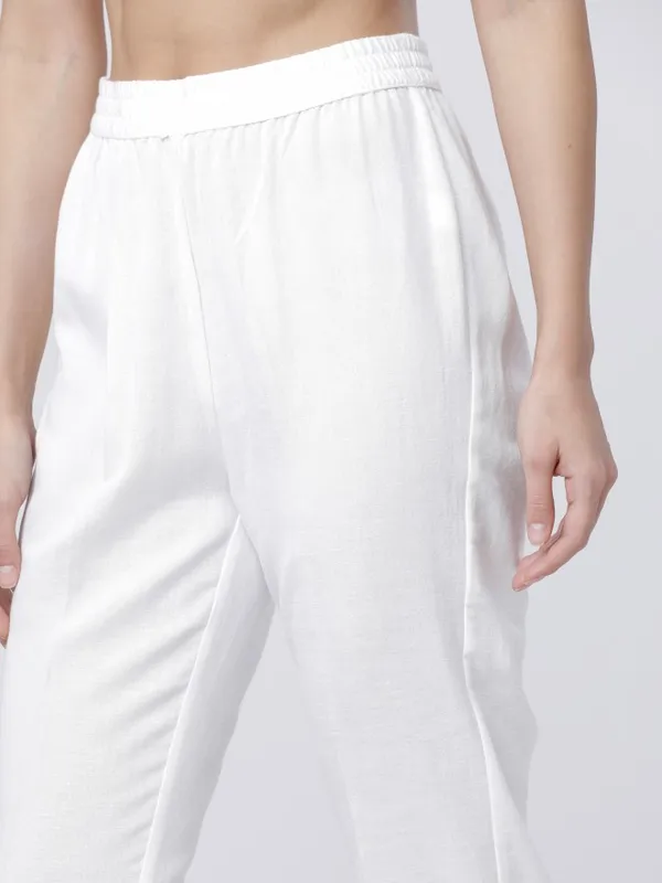  Vishudh Women Off White Regular Fit Trousers