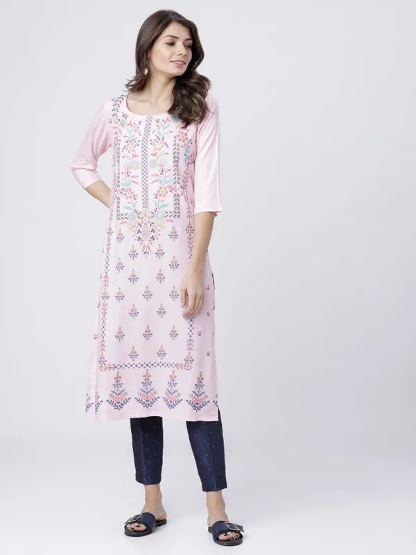  Vishudh Women Pink Printed Straight Kurtas