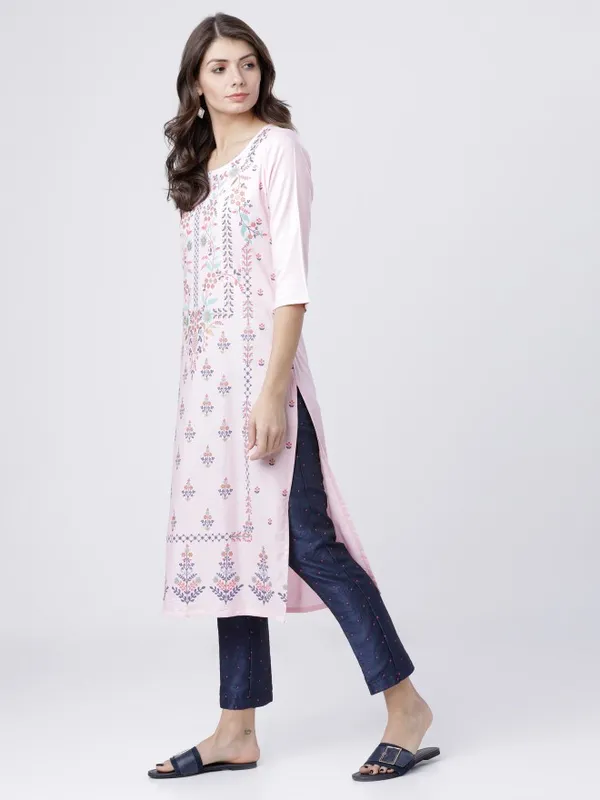  Vishudh Women Pink Printed Straight Kurtas