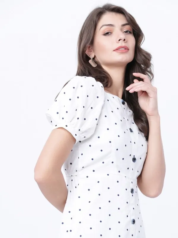  Tokyo Talkies Women White Printed Fit And Flare Dresses