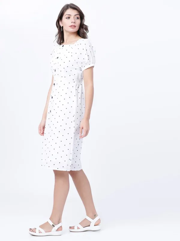  Tokyo Talkies Women White Printed Fit And Flare Dresses